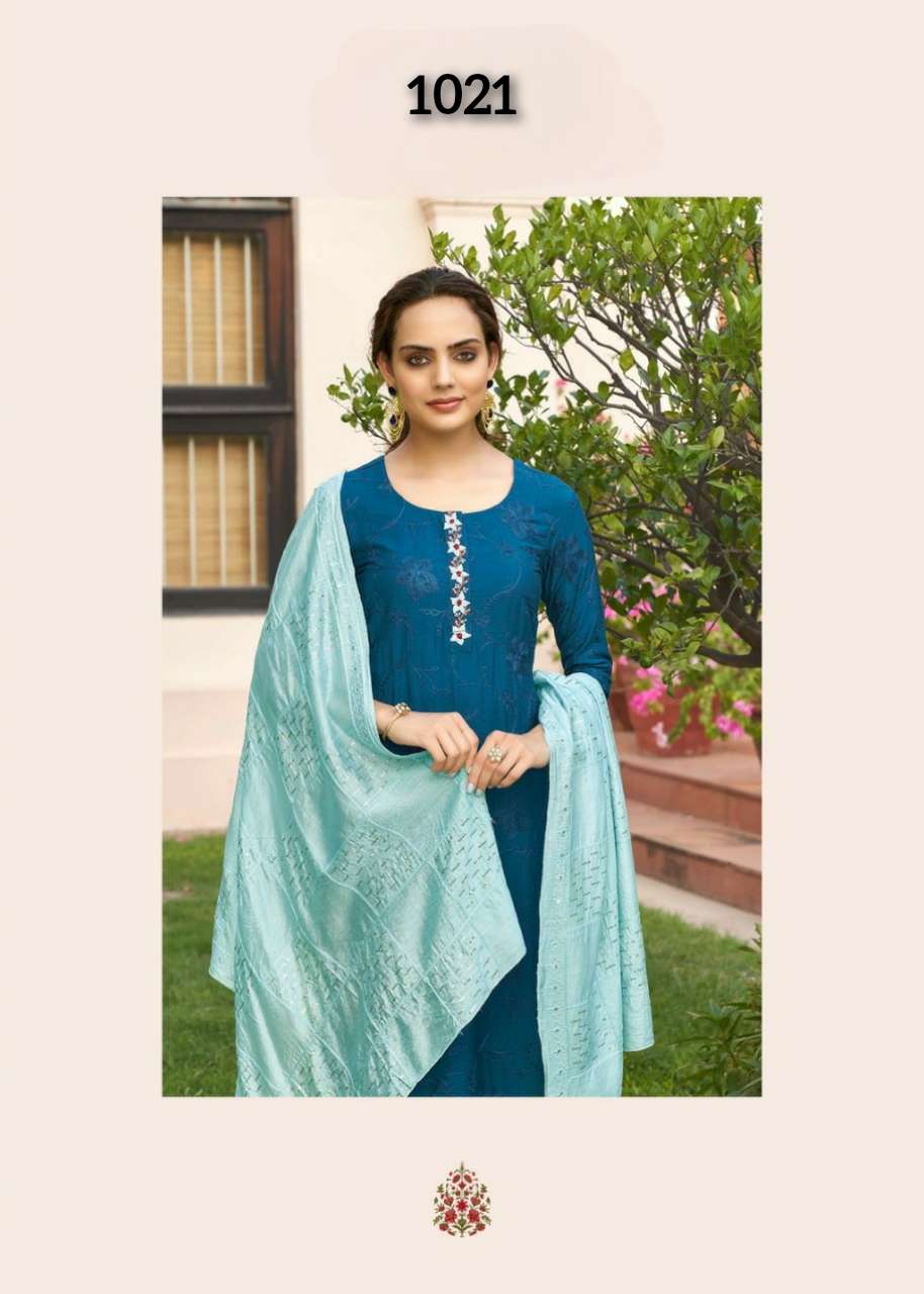 S3 Forever-noor Vol 2-berlin Silk - Embroidery - And - Handwork Kurti With - Pant And - Heavy - Sequence -Dupatta-1021-C (2)